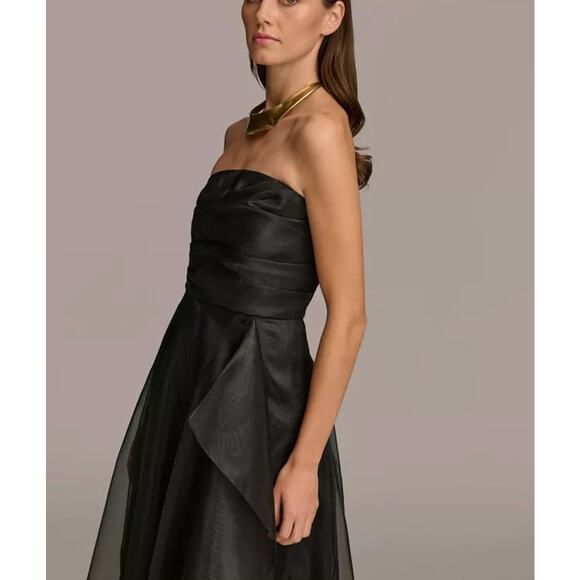 Donna Karan Women's Sleeveless Cascade Black Gown Size 10 NWT Formal Dress - Picture 4 of 16